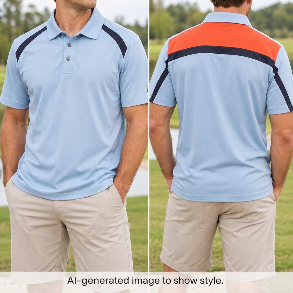 Grand Slam Mens Slim Fit Golf Polo Shirt XL Light Blue Colorblock Performance